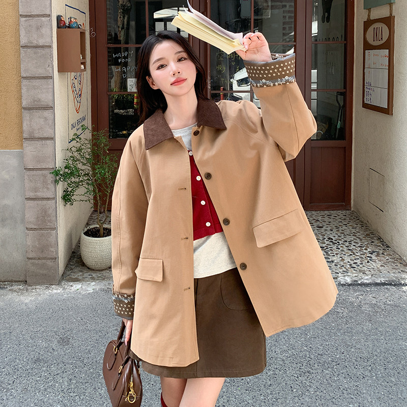 2026春秋季新款风衣拼色大版外套RF2C290-5858#-P155-K235,女装风衣,2C290