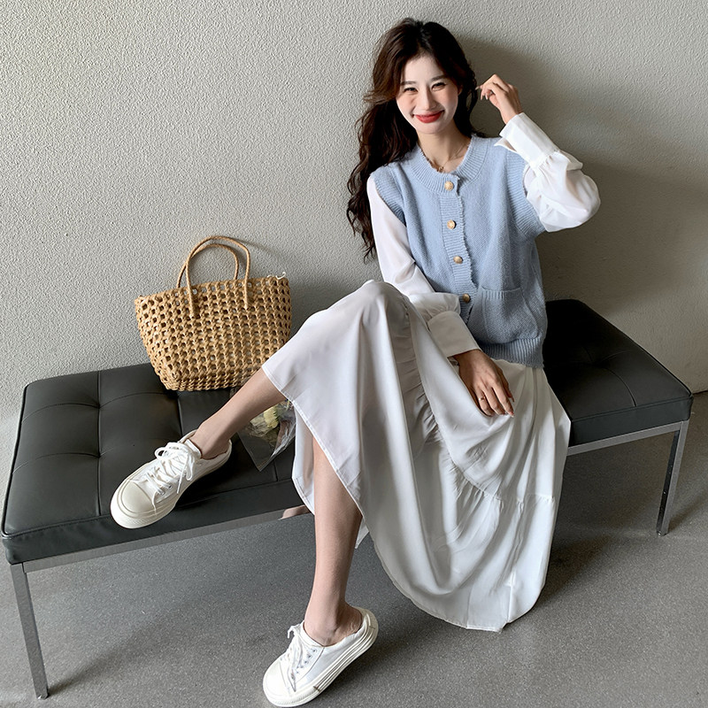 现货数据好2026新款针织两件套连衣裙2C053/款号720/P155/K218,女装连衣裙,2C053