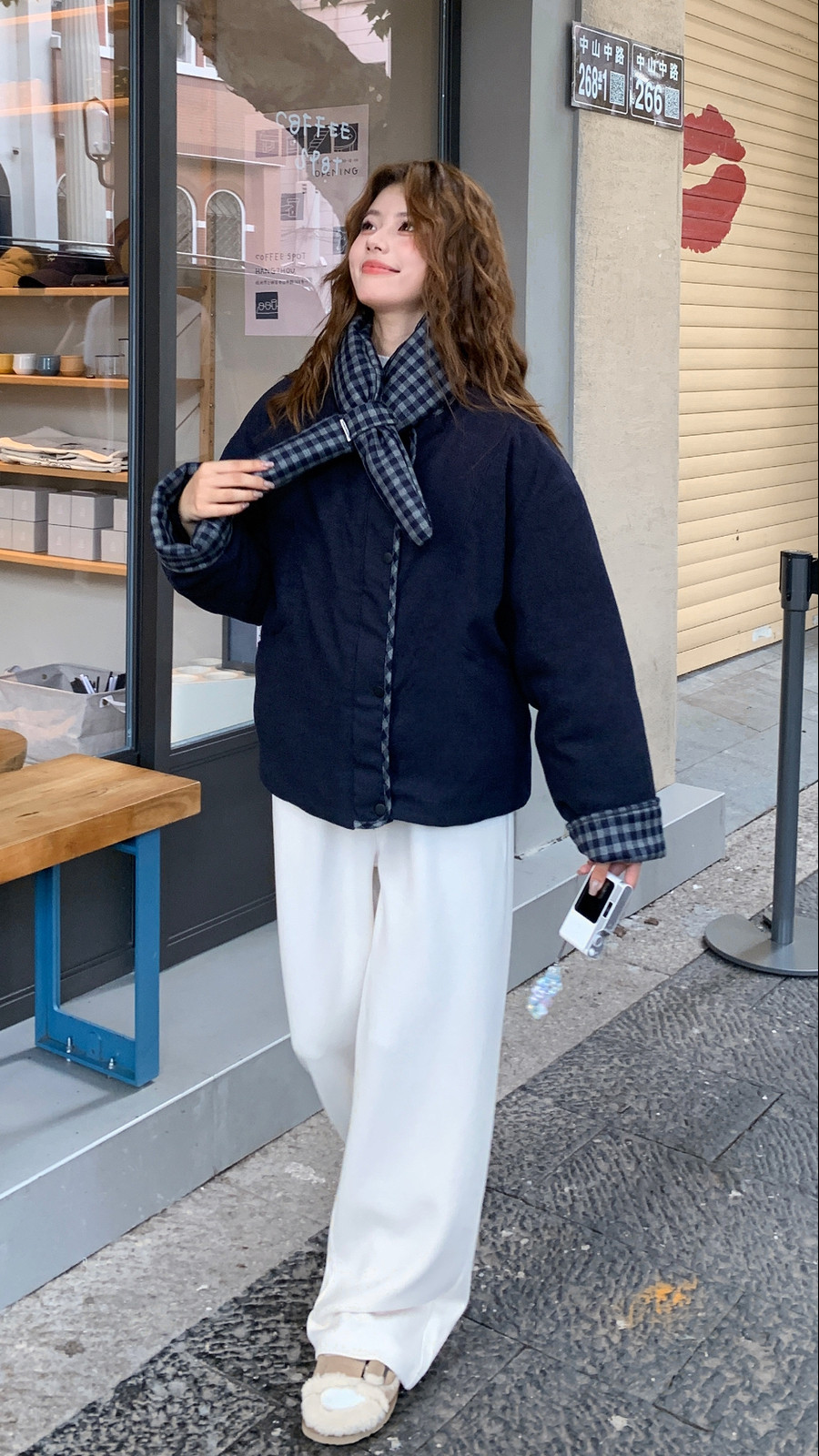 加厚棉服+休闲阔腿裤送围脖2D148-A329-棉服P155K235套装P220K330,女装棉衣/棉服,2D148