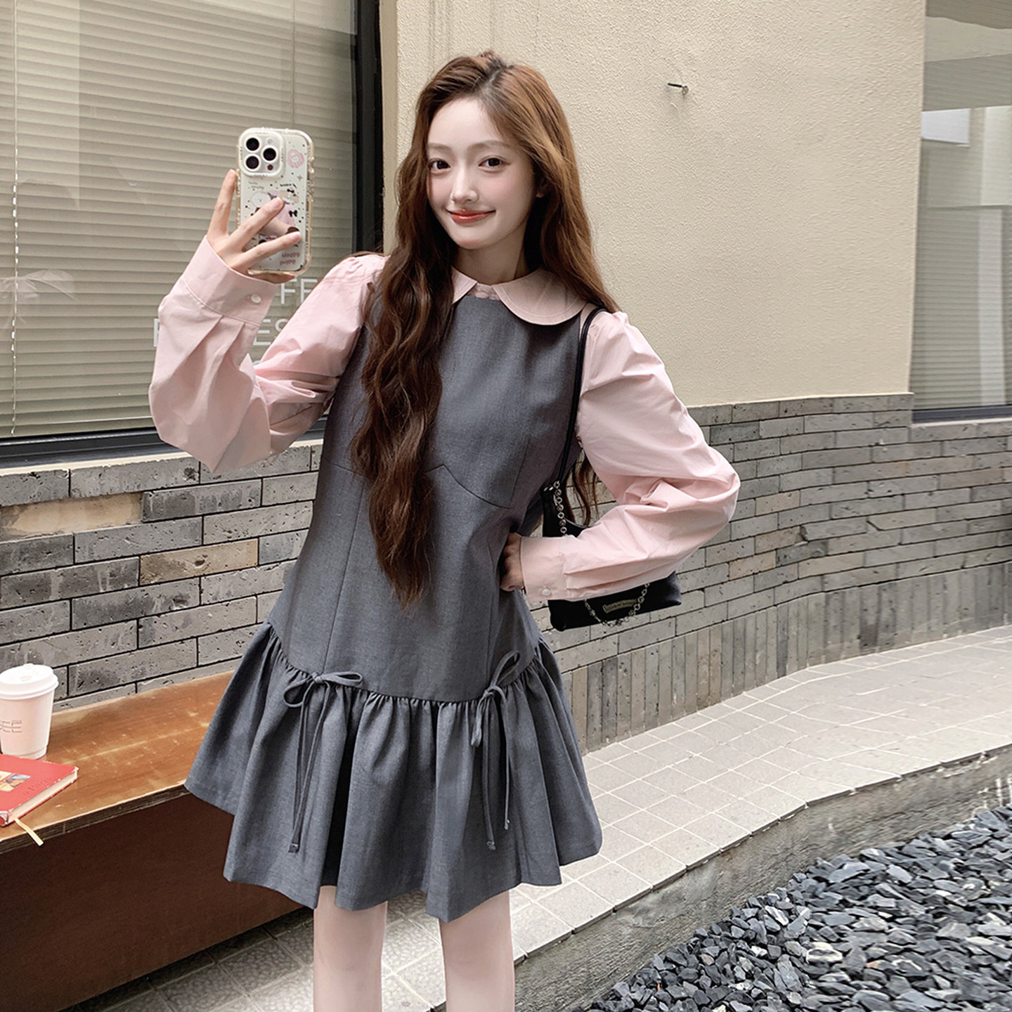 秋季新品【现货】刺绣衬衫S637P75K105+百褶背心裙P105K158,女装连衣裙,2C321