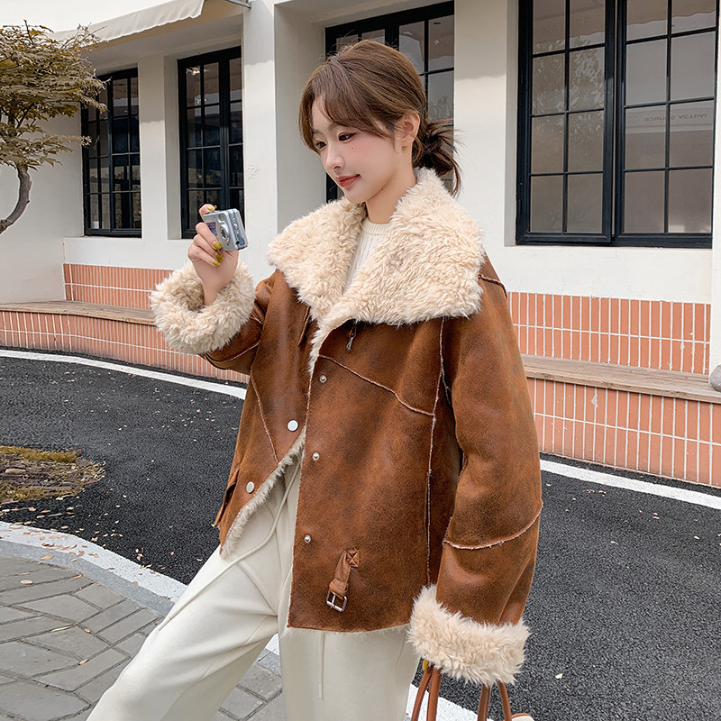 现货主推两面穿皮毛一体外套2C057-9941-P195-K288,女装棉衣/棉服,2C057