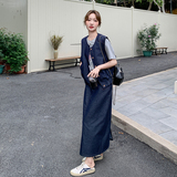 现货春夏新款牛仔套装两件套上衣马甲加裙子925/p165/K228，女装套装/套裙，2D109