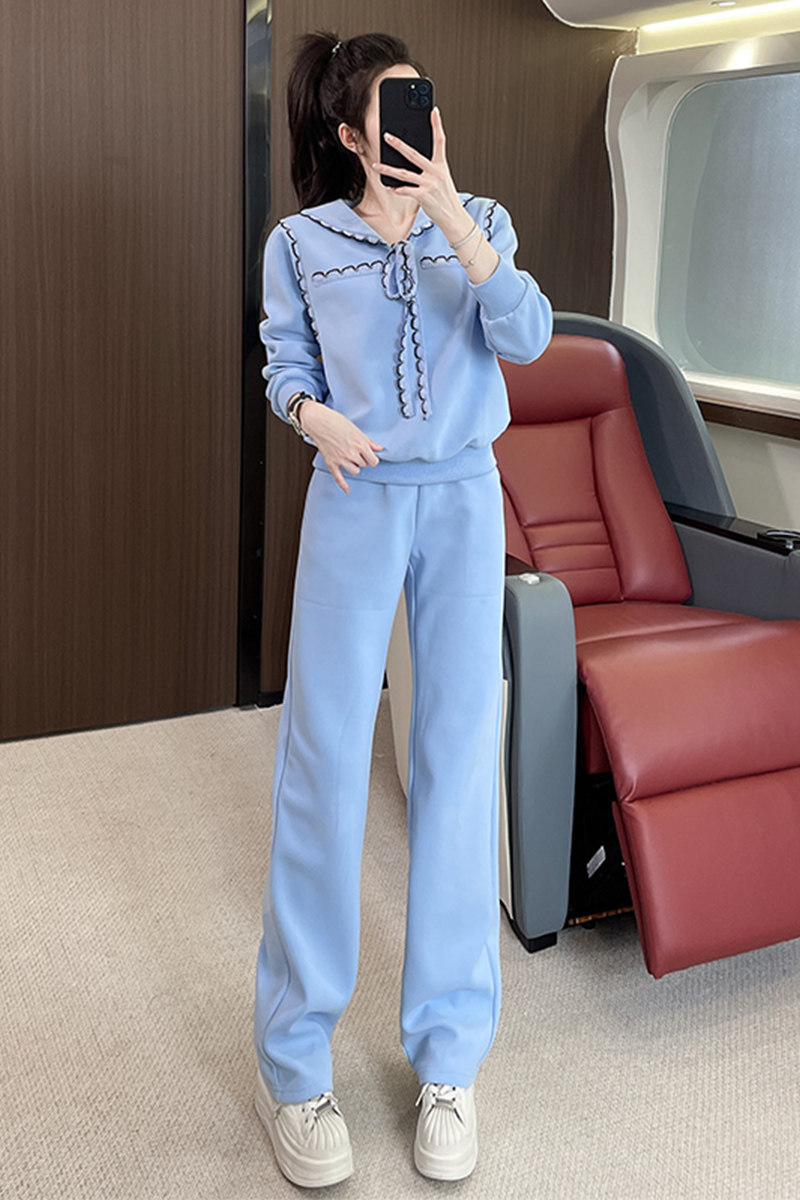 盐系洋气炸街小香风卫衣阔腿裤两件套,女装套装/套裙,2C310
