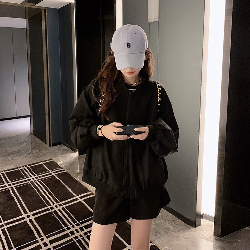 黑色棒球服外套女2025春季新款韩版高级感小个子百搭休闲夹克上衣,女装短外套,2D043