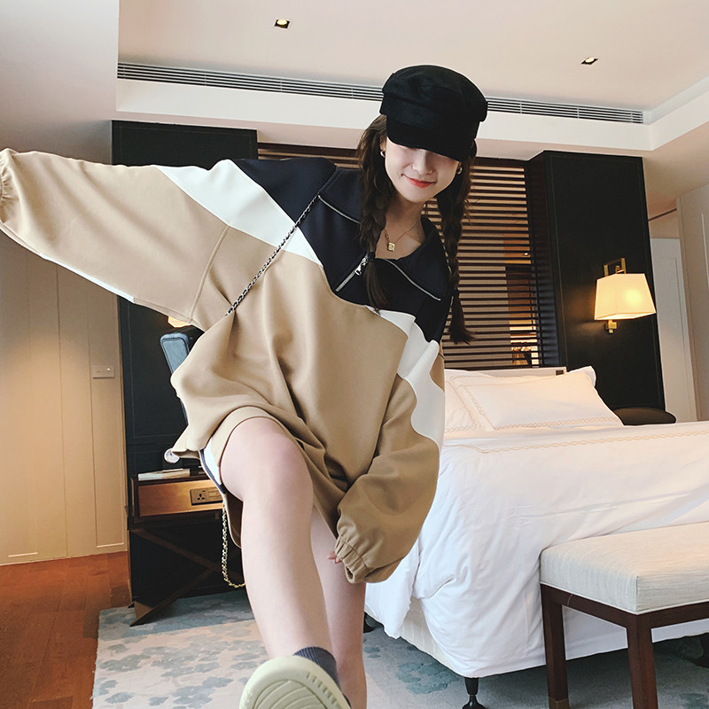 【24春】复古拼接POLO领卫衣+撞色半裙套装1022-P145K198,女装套装/套裙,2C069
