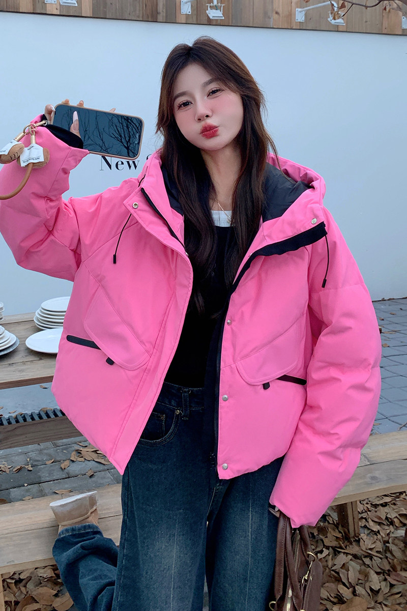 设计感羽绒服女冬季2024新款小个子加厚保暖超好看90白鸭绒短外套,女装羽绒服,1D066-1