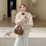仿水貂绒洋气环保皮草皮毛一体女冬款加厚保暖毛茸茸短款毛绒外套，女装棉衣/棉服，2C166