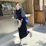 个性设计感撞色圆领卫衣套装女春秋ins潮牌休闲运动半身裙两件套，女装套装/套裙，2C166