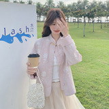 粉色新中式风盘扣短外套女2025开春新款超好看甜美减龄气质上衣，女装短外套，2C166