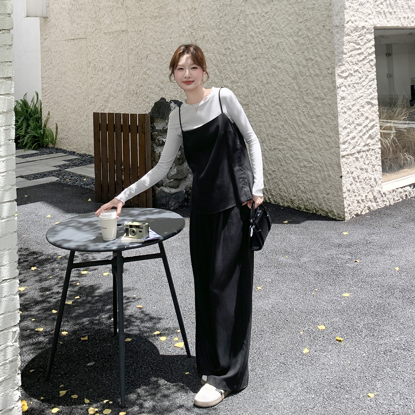 2D078-T1936-P195K278面膜T+斜扣吊带+长裤3件套,女装套装/套裙,2D078
