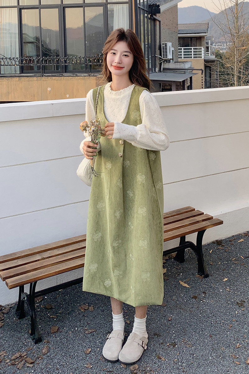 现货蕾丝打底衫＋绣花背心裙套装2C117-1750P165K228,女装套装/套裙,2C117