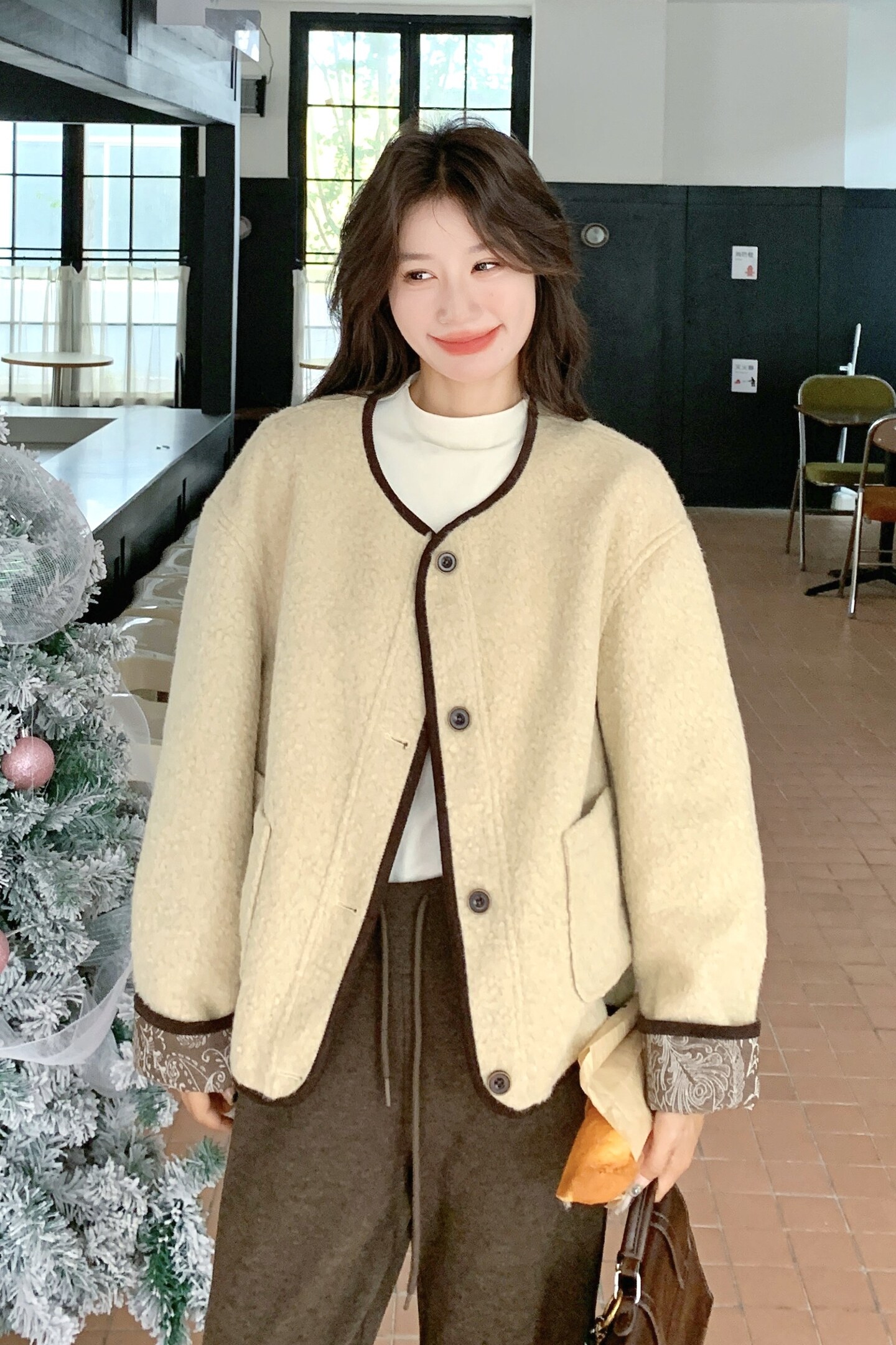 现货新款双面穿皮毛外套2D035-25107P190K288,女装毛呢外套,2D035
