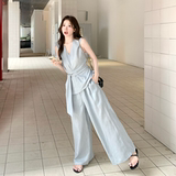 小香风收腰上衣阔腿裤套装女2025年夏季新款法式松弛感显瘦两件套，女装套装/套裙，2C025