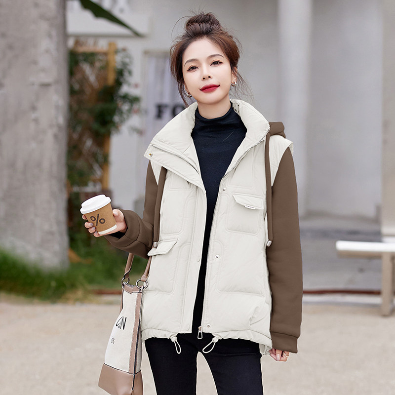 羽绒服女2025年冬季新款韩版显瘦小个子时尚拼接短款冬天外套,女装羽绒服,蓝朵琳
