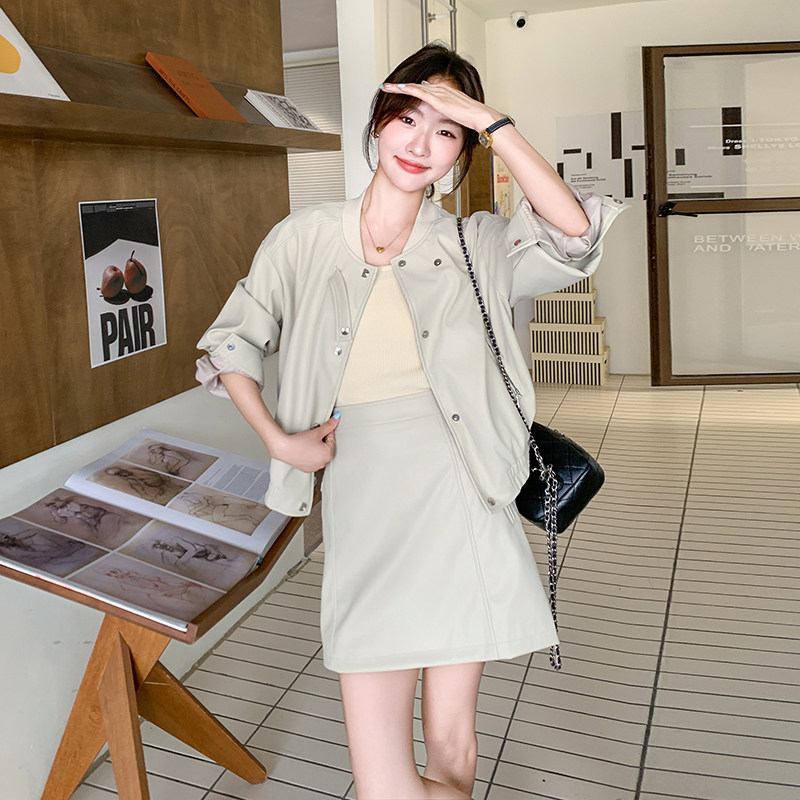 甜酷风韩系休闲外套女2025春季新款高级感复古简约小个子圆领上衣,女装套装/套裙,2C135
