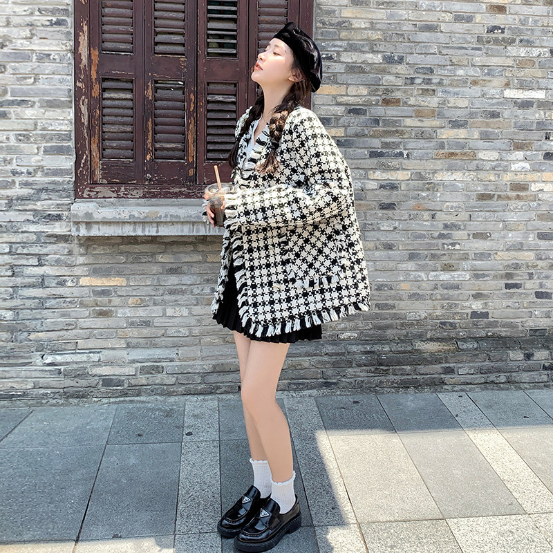 现货【037春新】117P135K1882025春新千鸟格小香风外套女,女装短外套,2C037