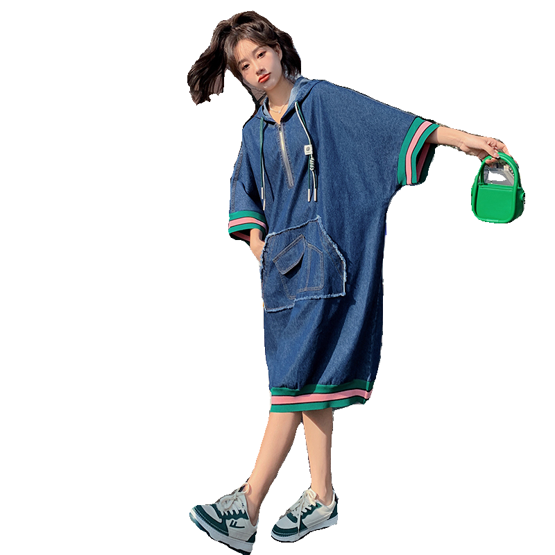 夏季新款时尚配色牛仔连衣裙2C018-292-P125178,女装连衣裙,2C018