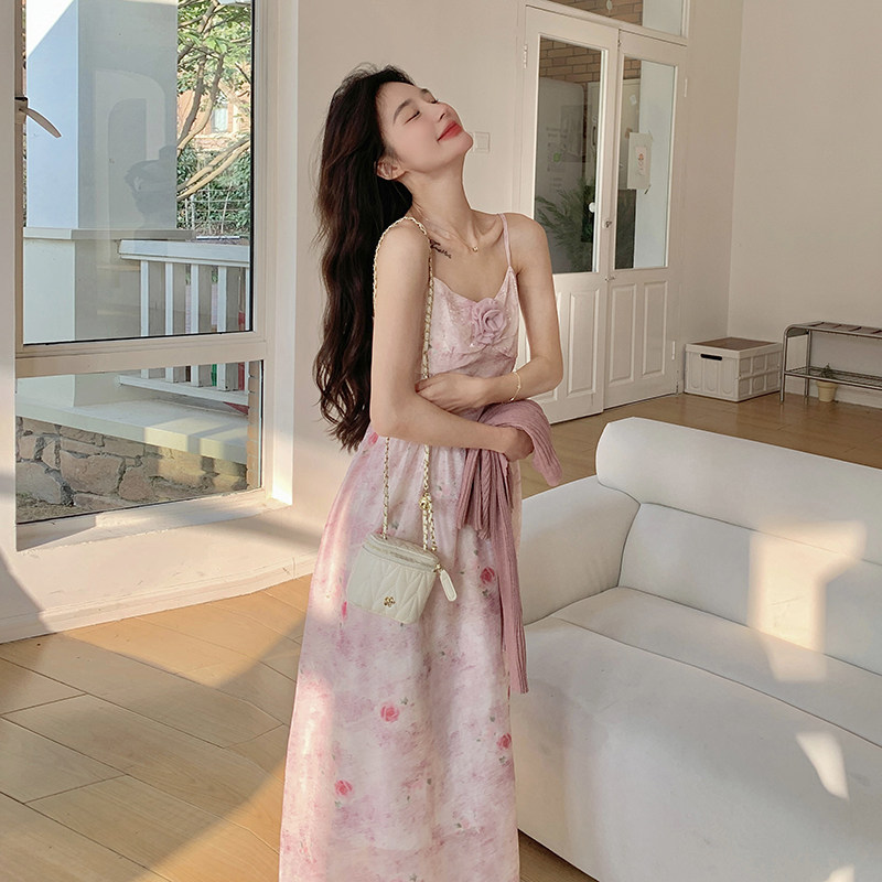 法式碎花吊带连衣裙两件套女2025年春季新款甜美风温柔披肩小个子,女装套装/套裙,2C057