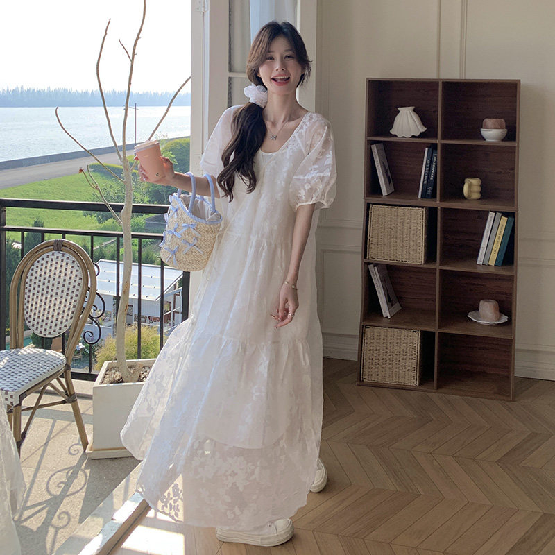 24夏季新款碎花长款连衣裙两件套282-2411P125K188图片