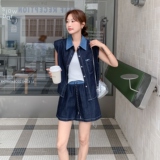 现货夏装新款25气质牛仔三件套拼色短裤套装2D044-766-P145-K225，女装套装/套裙，衣珂纱朗