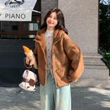 美拉德咖色羊羔毛外套女2025年冬季新款休闲保暖加绒皮毛一体上衣，女装皮草，2C306