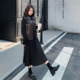 气质一整套穿搭减龄百褶连衣裙套装女2025秋季新款休闲马甲两件套，女装套装/套裙，2D036