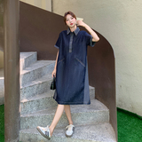现货2025夏季休闲牛仔拼接条纹连衣裙2C326-W530-P155-K218，女装连衣裙，2C326