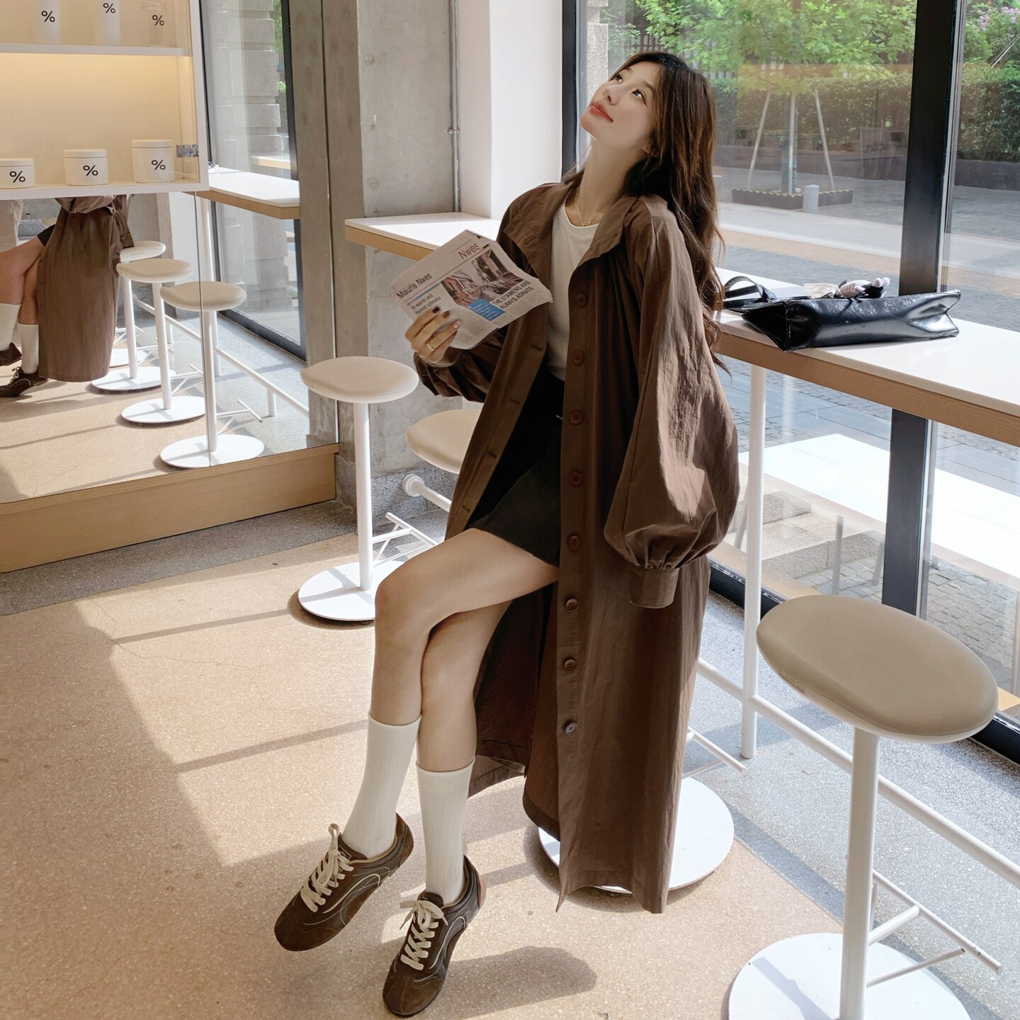 高级感咖色风衣外套女春秋2025新款显瘦流行爆款英伦风中长款大衣,女装风衣,2C271