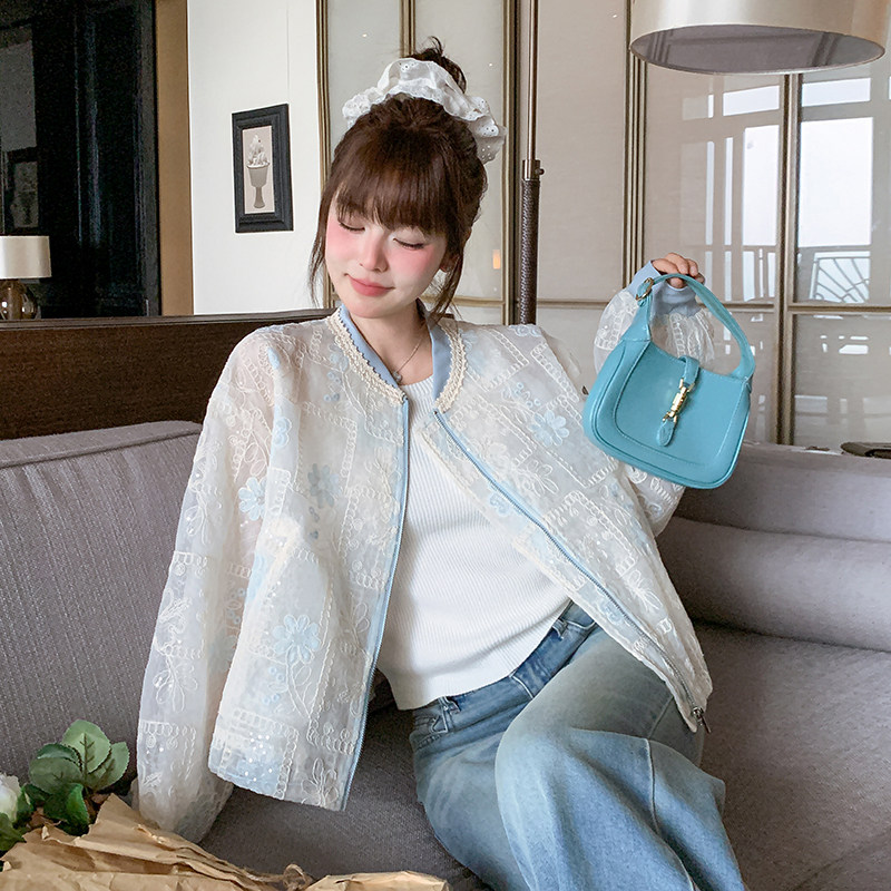 现货25春夏新款防晒外套刺绣蕾丝外套1C086-726-P160-K248,女装短外套,2D044