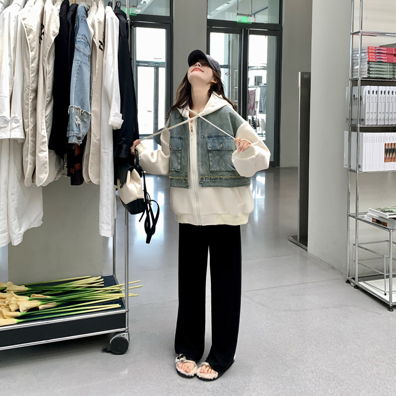 档口现货2025春秋新款女装休闲牛仔拼接风衣外套8905-p135-k188,女装短外套,2C266