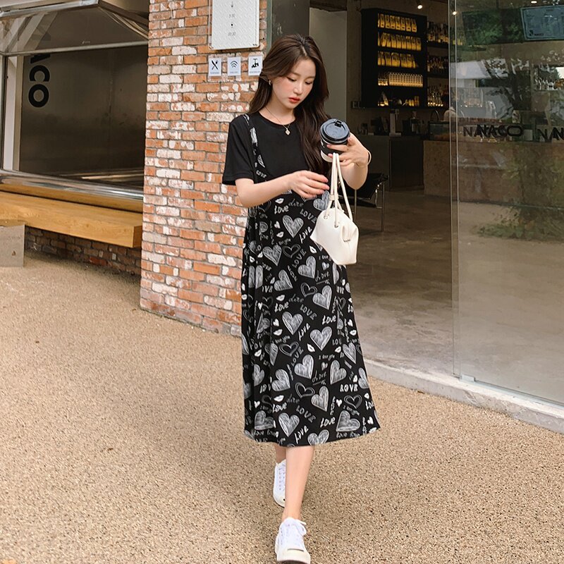 夏装新款爱心假两件连衣裙5831-P105K158,女装连衣裙,2B080