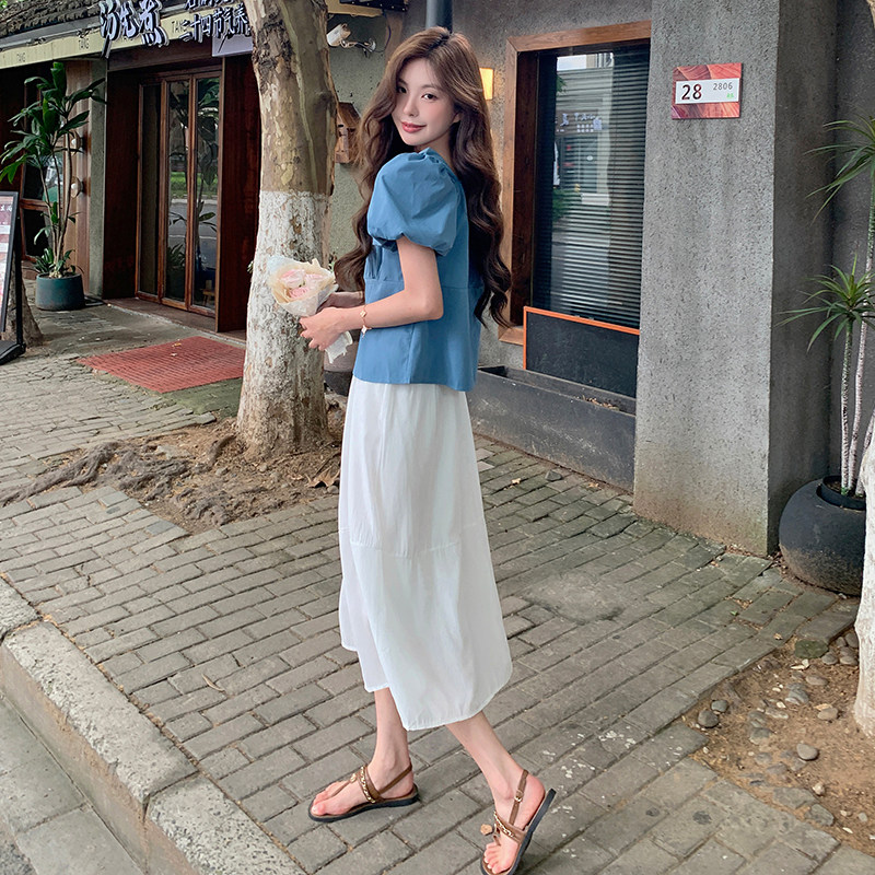 白色吊带连衣裙套装女2025年春秋新款高级感超好看牛仔外套两件套,女装套装/套裙,2C057