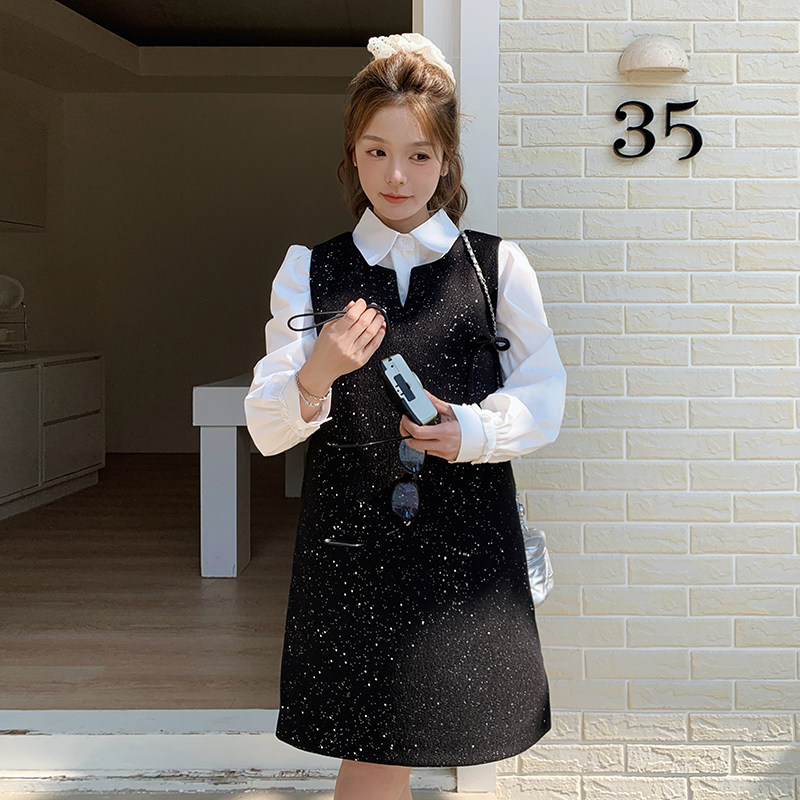 现货2025春季新款衬衫背心裙两件套2C233-A025-P145-K228,女装连衣裙,2C233