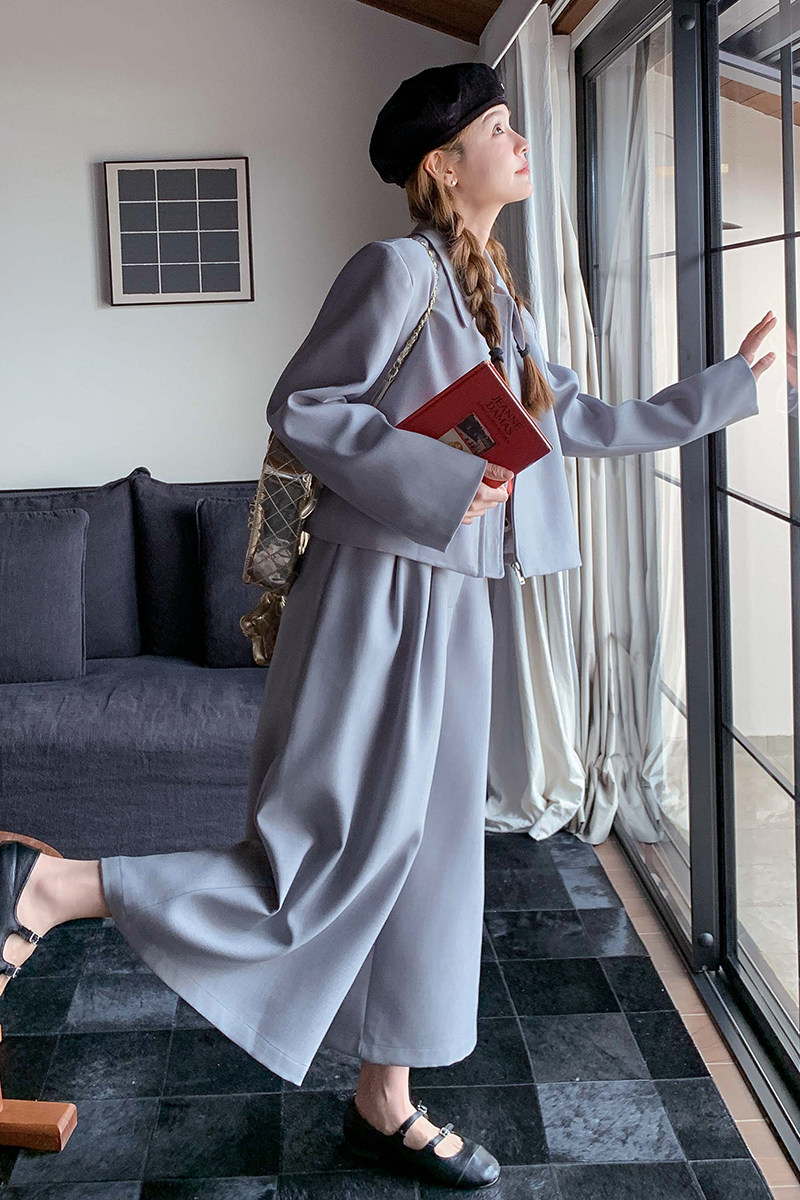 休闲洋气时尚减龄套装女2025年秋季新款时髦显瘦遮肉阔腿裤两件套,女装套装/套裙,2C159