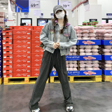 新款2026春季新款时尚戴帽牛仔拼色外套2C098-8501P145K218，女装短外套，2C098