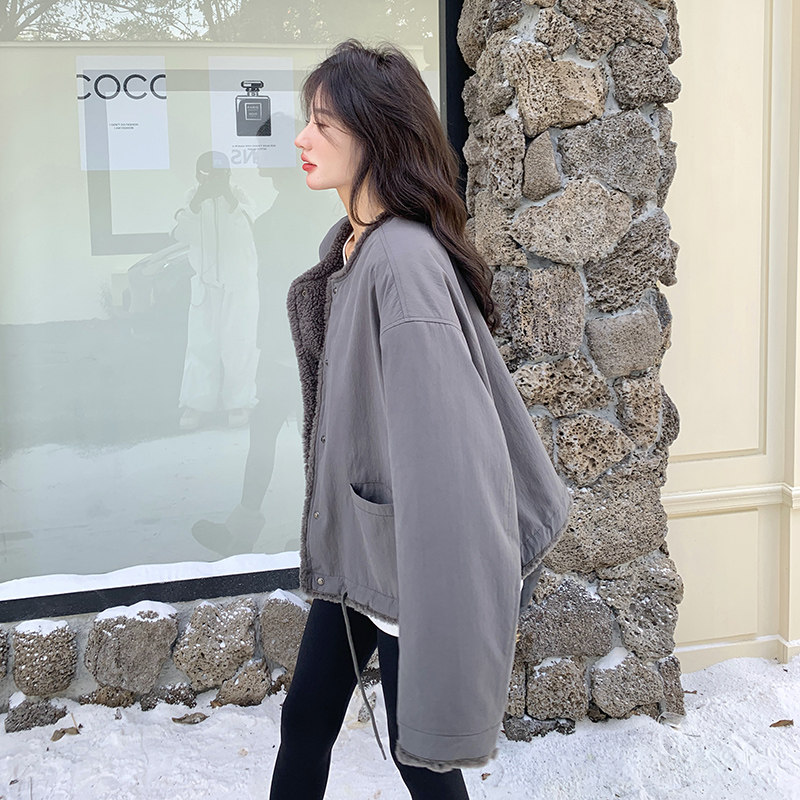 【现货】新款图2C301-1375-P175-K268灰色羊羔毛外套,女装棉衣/棉服,2C301