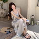 减龄流苏扎染吊带连衣裙女夏2025新款独特绝美显瘦长裙超好看洋气，女装连衣裙，2C271
