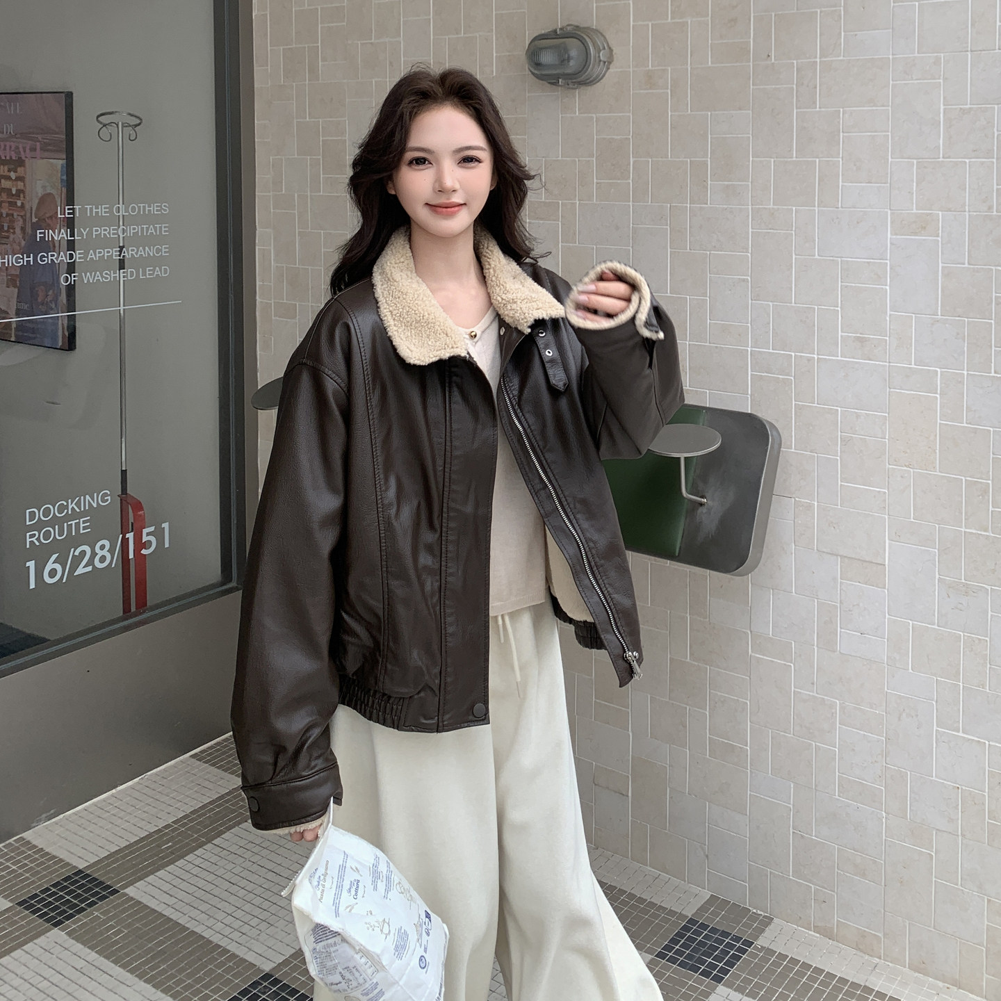 【大货已出】休闲机车款加绒加厚皮毛外套2C233-809-P175-K269,女装棉衣/棉服,2C233