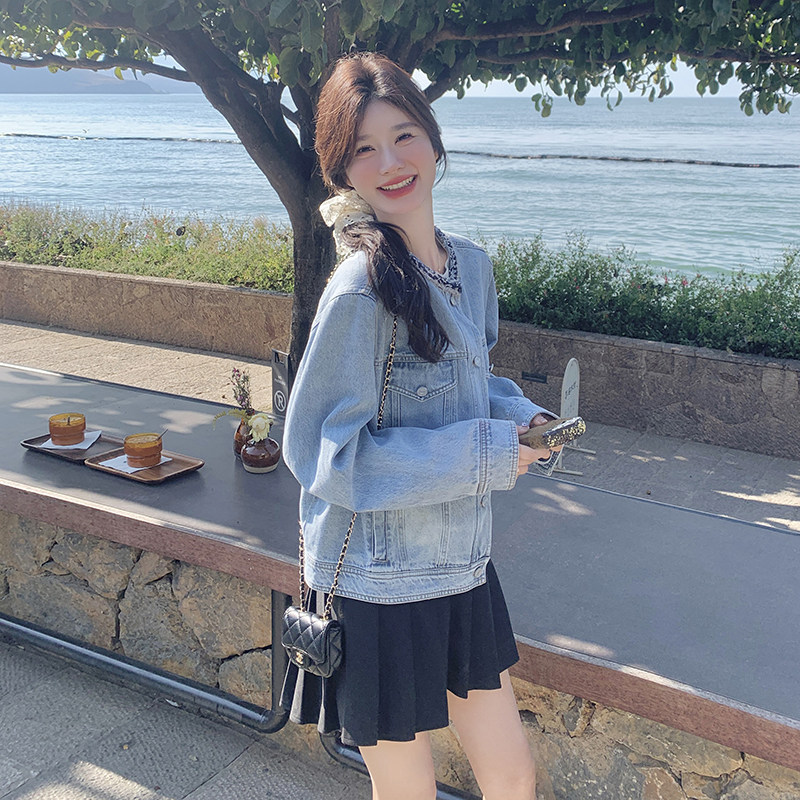 2025超火春装小香风气质高级感圆领牛仔外套女春秋夹克上衣,女装短外套,2C166