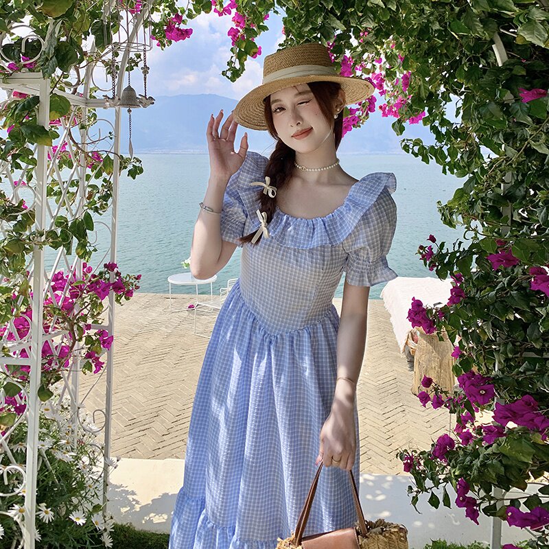 新品现货夏季格子连衣裙2C032823P105K158,女装连衣裙,2C032
