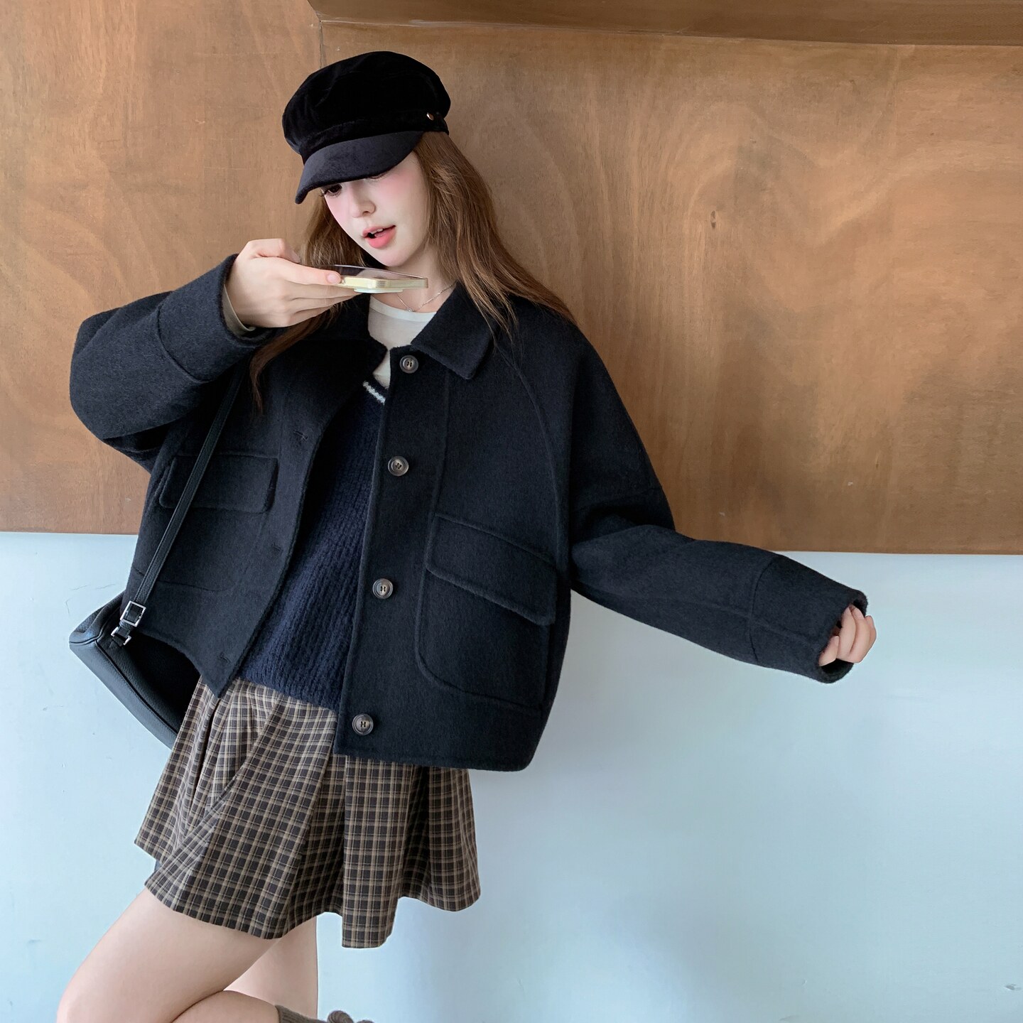 鹿皮绒夹克外套女短款秋季2025新款高级感气质复古爆款休闲上衣,女装毛呢外套,2D008