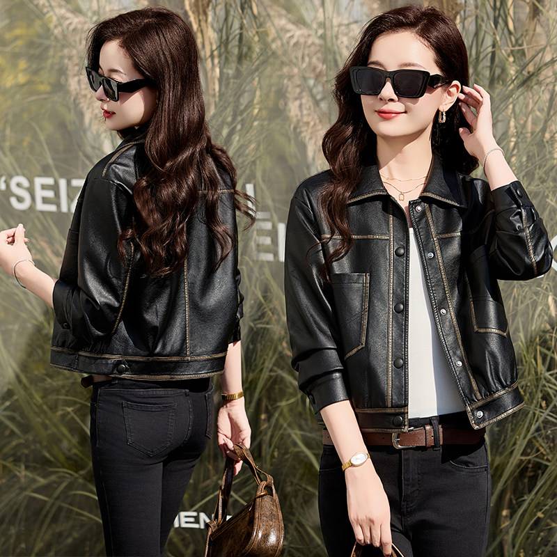 【现货】春装新品皮衣外套女洋气减龄上衣2508-1C115-P125-K188,女装皮衣,吾爱衣
