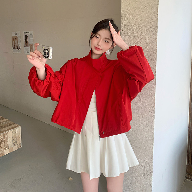 【现货】大红色夹克冲锋衣短外套2c086-2533p125K188,女装短外套,2C086