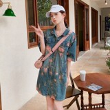 现货2025夏季新款花色牛仔裙2C098-8875P125K178，女装连衣裙，2C098