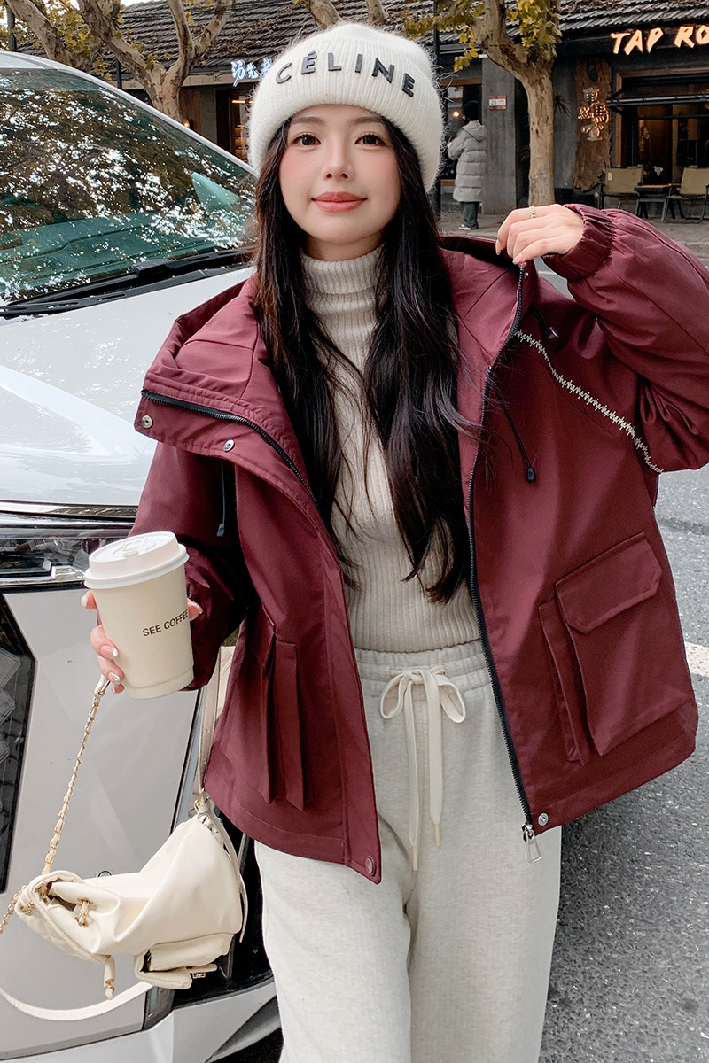 2025冬季工装冲锋衣小个子加绒外套2C057-9925-P185-K288,女装派克服,2C057