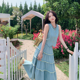 现货复古牛仔无袖上衣+半身裙两件套2596-P135-K198，女装套装/套裙，2C159