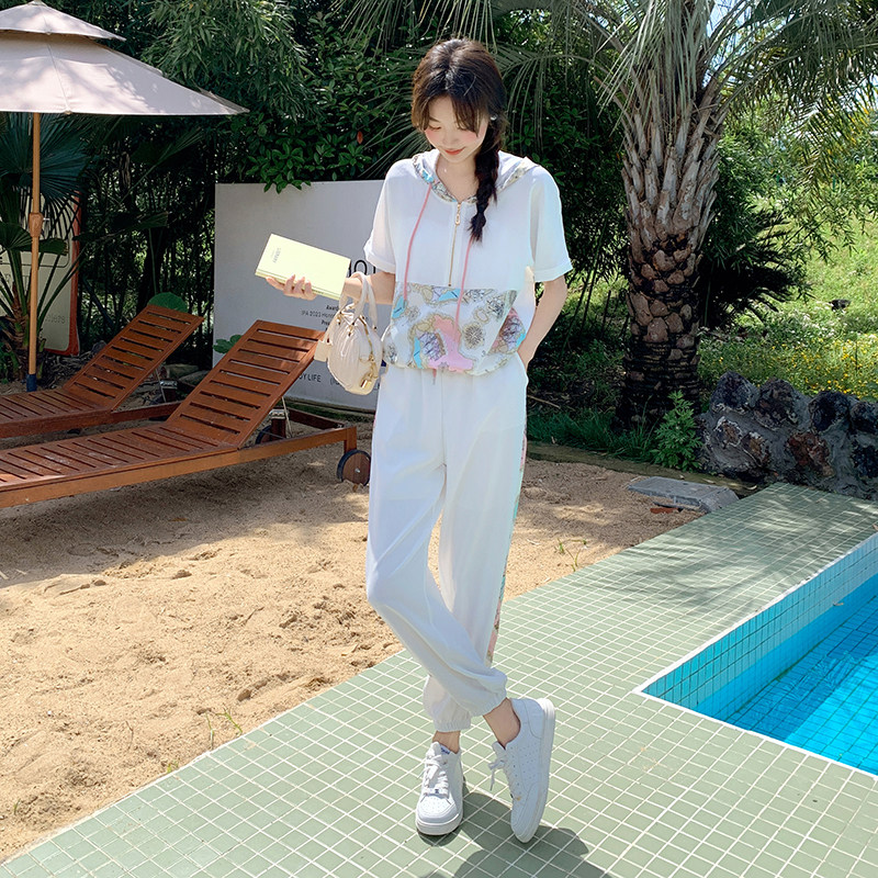 【主推长期有货】休闲撞色拼接运动连帽套装现货P115K165,女装套装/套裙,2D148