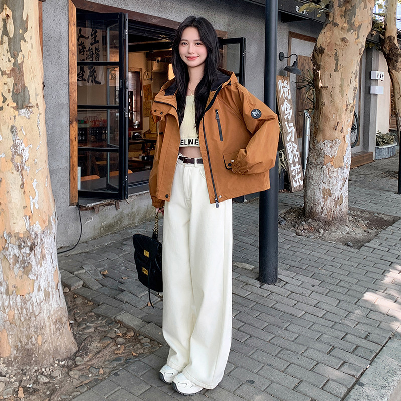 短款冲锋衣工装外套女春秋季2025新款独特别致小个子休闲夹克,女装风衣,2C218