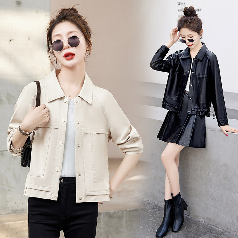 皮衣外套女短款2025春秋季新款PU机车早秋百搭小个子宽松皮夹克潮，女装皮衣，自然秀,女装皮衣,自然秀