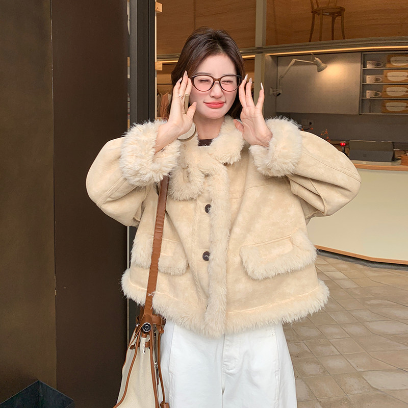 新品皮毛一体外套2c113-8829-p185-k278,女装短外套,2C113